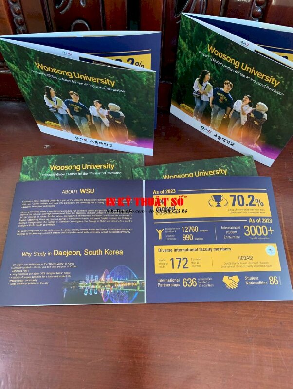 In brochure gấp 3 giấy C300gsm, tờ rơi gấp 3 giới thiệu trường đại học Hàn Quốc - INKTS2830