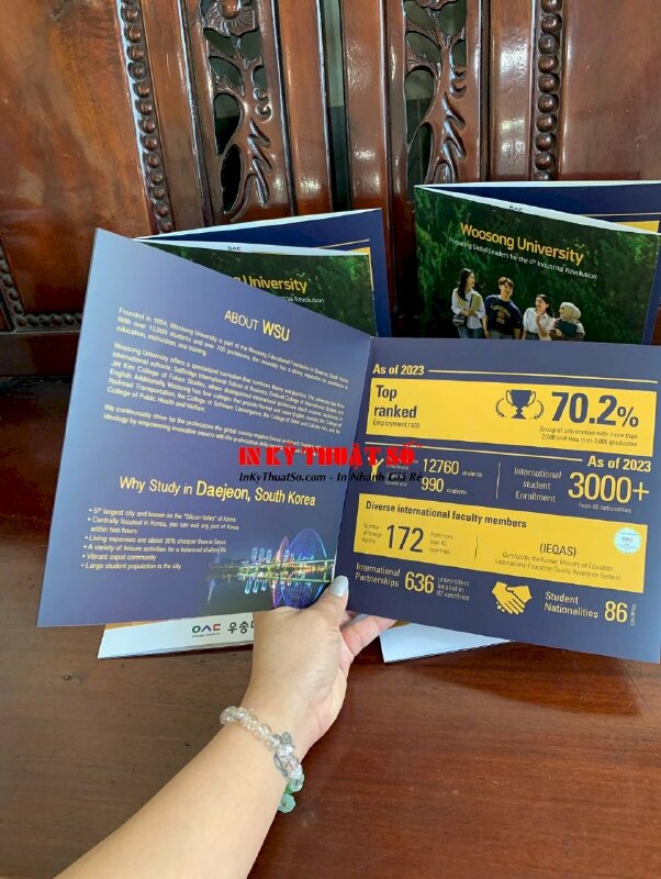 In brochure gấp 3 giấy C300gsm, tờ rơi gấp 3 giới thiệu trường đại học Hàn Quốc - INKTS2830