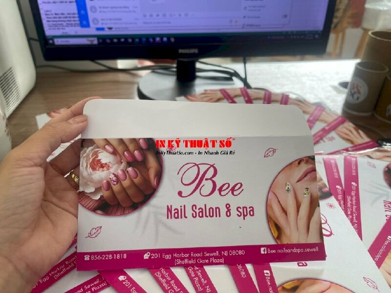 In bao thư 9.5cm x 18cm giấy Ford 120gsm, in Offset mặt ngoài, hàng gửi đi New Jersey Mỹ từ TPHCM - INKTS2858