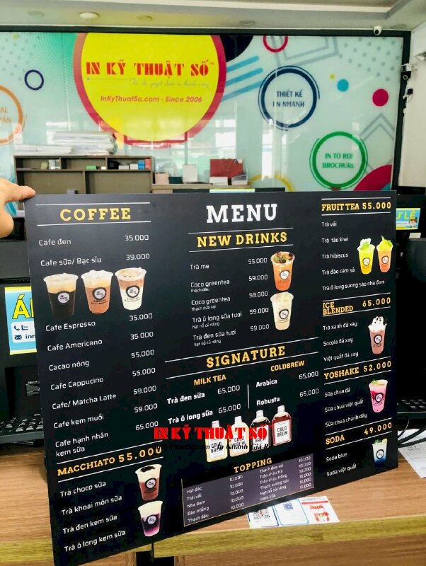In menu treo tường khổ lớn PP cán format - In Kỹ Thuật Số Since 2006