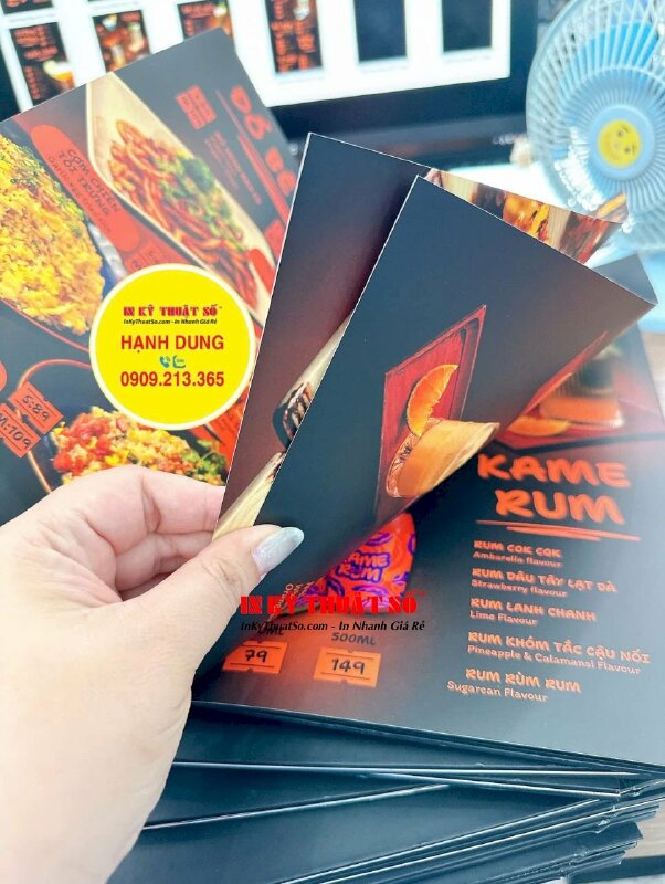 In quyển menu quán nhậu bìa bồi Carton ruột giấy C300gsm, hàng gửi đi Phú Quốc, Kiên Giang từ TPHCM - INKTS2783