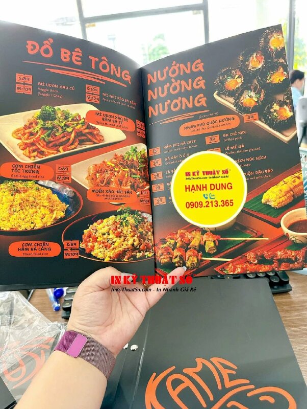 In quyển menu quán nhậu bìa bồi Carton ruột giấy C300gsm, hàng gửi đi Phú Quốc, Kiên Giang từ TPHCM - INKTS2783