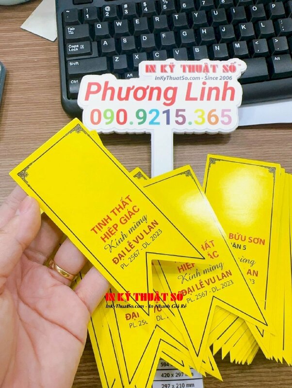 In ruy băng giấy, đuôi nheo giấy làm đế gắn hoa cài áo kính mừng Đại lễ Vu Lan - INKTS654