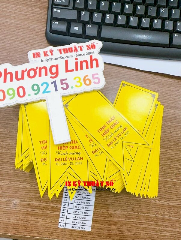 In ruy băng giấy, đuôi nheo giấy làm đế gắn hoa cài áo kính mừng Đại lễ Vu Lan - INKTS654