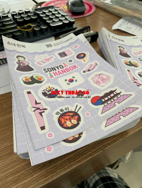 In set Sticker hình dán phong cách Hàn Quốc shop địa chỉ cho thuê và chụp ảnh Hanbok concept truyền thống chuẩn Hàn - INKTS2836