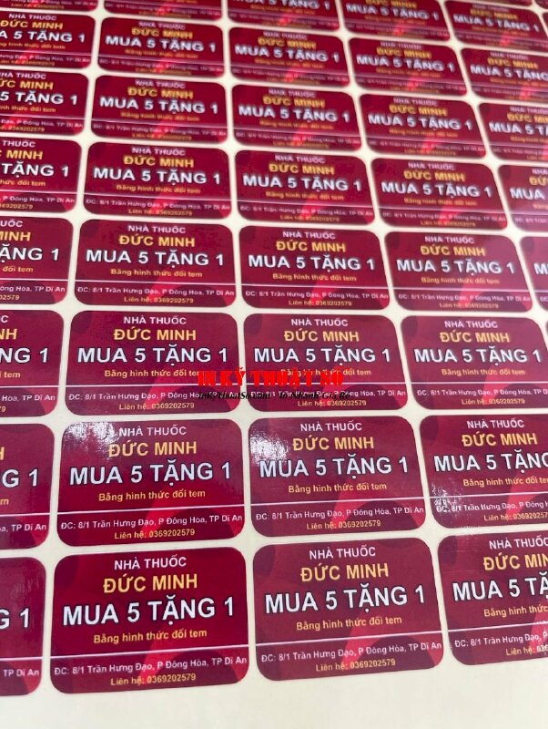 In tem đổi quà tặng, tem Decal giấy khuyến mãi cho nhà thuốc, hàng gửi đi Dĩ An Bình Dương từ TPHCM - INKTS2823