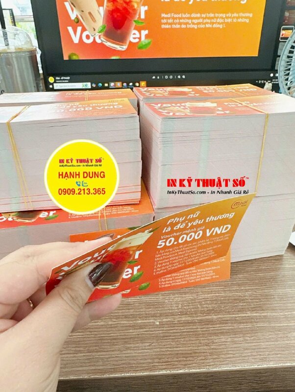 In Voucher quà tặng khuyến mãi quán Cafe, in Offset Voucher - INKTS2875