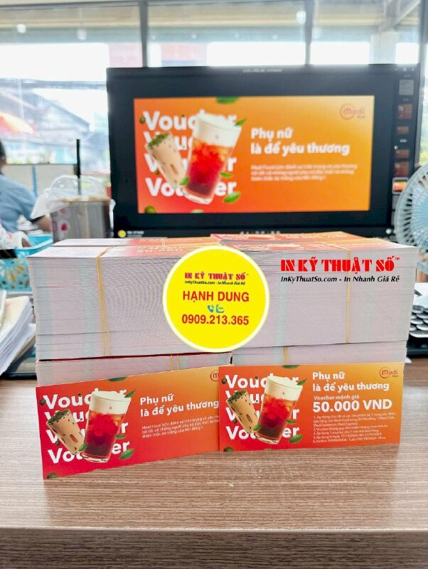 In Voucher quà tặng khuyến mãi quán Cafe, in Offset Voucher - INKTS2875