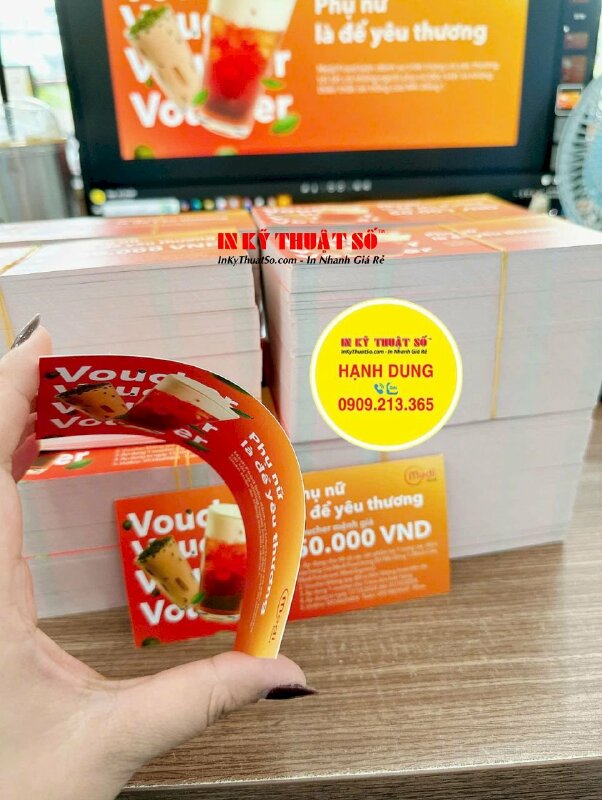 In Voucher quà tặng khuyến mãi quán Cafe, in Offset Voucher - INKTS2875