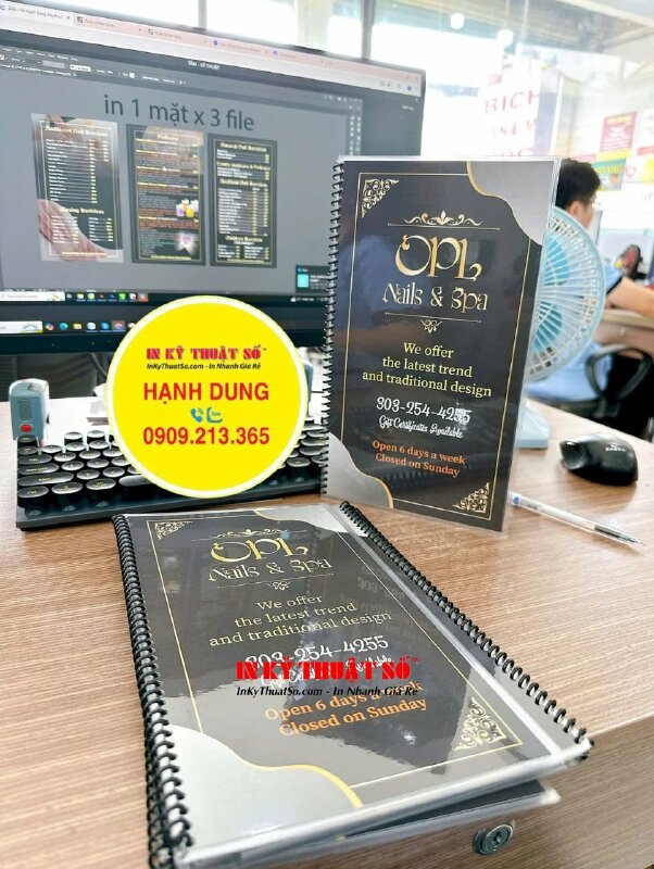 Làm menu tiệm Nails & Spa bằng tiếng Anh, hàng gửi đi Colorado Mỹ từ TPHCM - INKTS2784