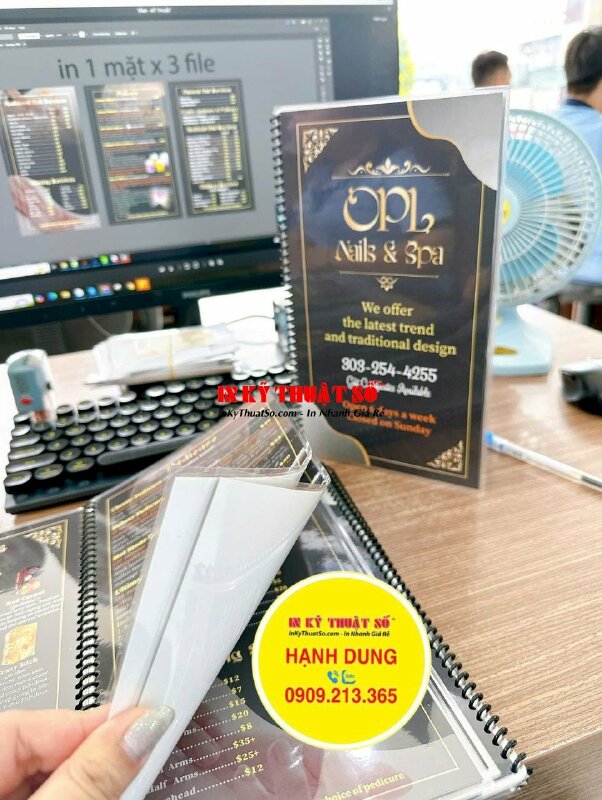 Làm menu tiệm Nails & Spa bằng tiếng Anh, hàng gửi đi Colorado Mỹ từ TPHCM - INKTS2784