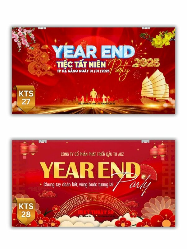 Địa chỉ in Backdrop phông nền sự kiện Year End Party Tiệc Tất Niên - INKTS2967