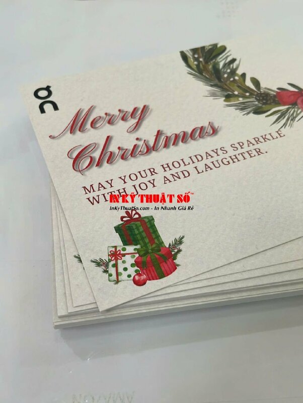 In card chúc mừng Giáng Sinh, thiệp Merry Christmas in số lượng ít giấy C300 gsm in 1 mặt cán mờ - INKTS2935