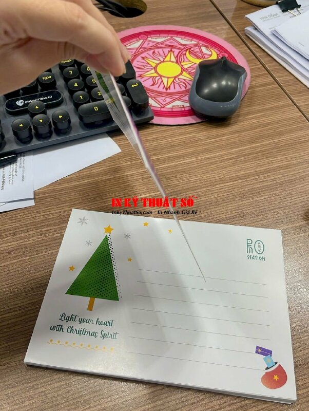 In thiệp Giáng Sinh Noel ghi tay, in giấy C300 gsm không màng để ghi nội dung - INKTS2910