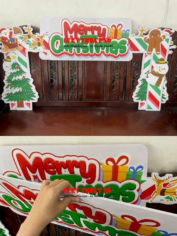 Làm cổng Merry Christmas trang trí khu vui chơi trẻ em, in Formex cắt CNC theo file - INKTS2929