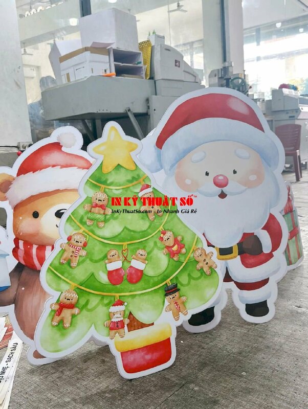 Làm mô hình Noel bằng Format PP, standee mô hình ông già Noel, cây thông, gấu, chim cánh cụt - INKTS2908