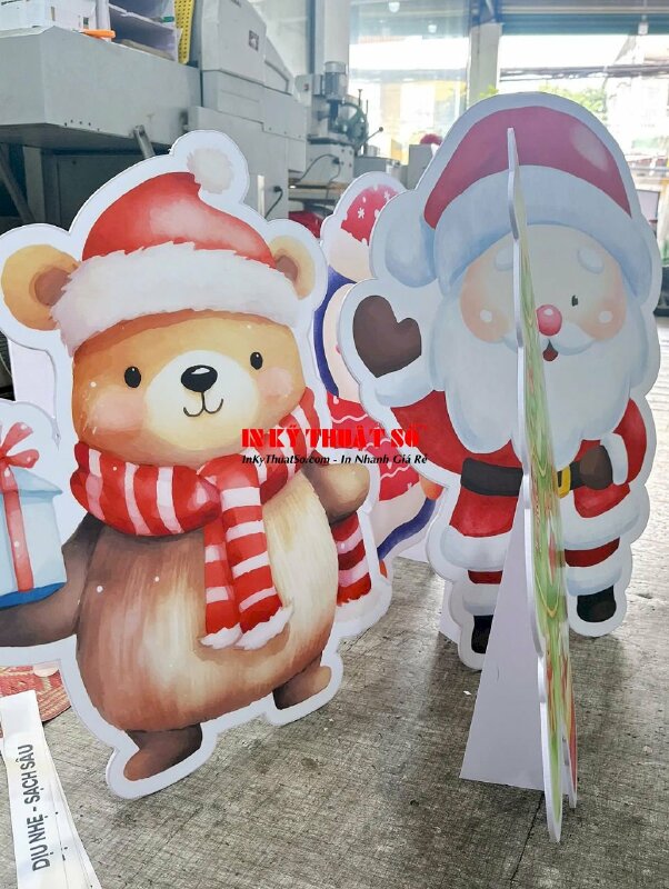 Làm mô hình Noel bằng Format PP, standee mô hình ông già Noel, cây thông, gấu, chim cánh cụt - INKTS2908