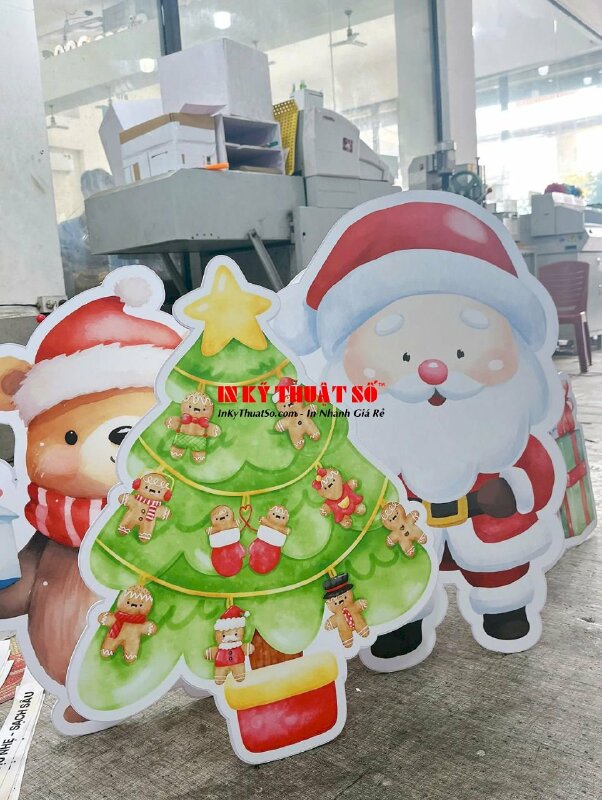 Làm mô hình Noel bằng Format PP, standee mô hình ông già Noel, cây thông, gấu, chim cánh cụt - INKTS2908