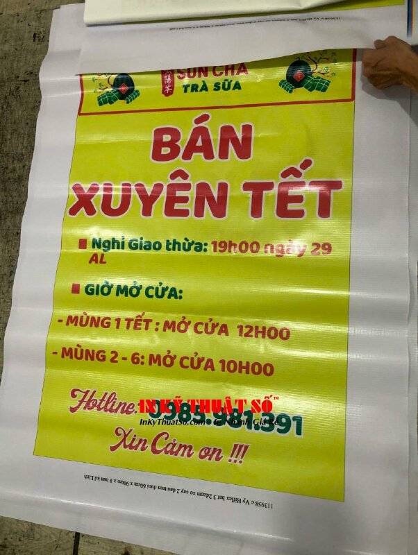 In banner thông báo bán/hoạt động/làm việc xuyên Tết cho quán cà phê, trà sữa, cửa hàng, tiệm, cơ quan - INKTS3063