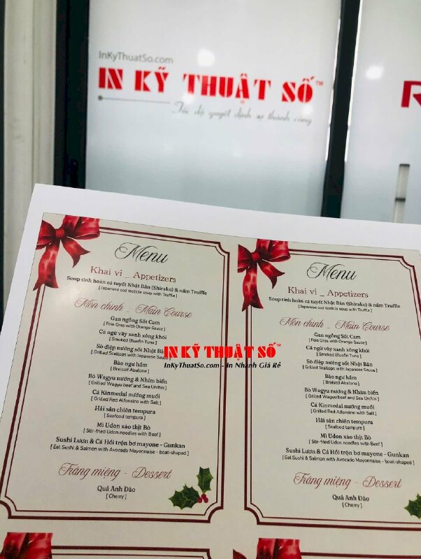 In menu tiệc cưới với giấy Coucher, giấy Kraft nhanh, chuẩn, đẹp tại TPHCM - Ảnh: 2