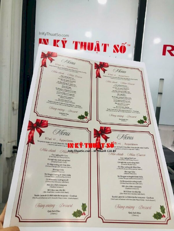 In menu tiệc cưới với giấy Coucher, giấy Kraft nhanh, chuẩn, đẹp tại TPHCM - Ảnh: 1