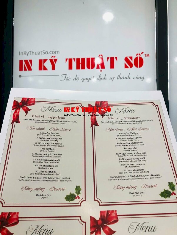 In menu tiệc cưới với giấy Coucher, giấy Kraft nhanh, chuẩn, đẹp tại TPHCM - Ảnh: 3