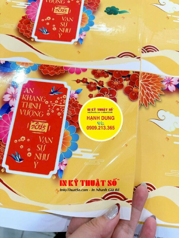 In tem dán hộp quà Tết, tem decal sữa in mực dầu, cán bóng, bế theo viền - INKTS3059