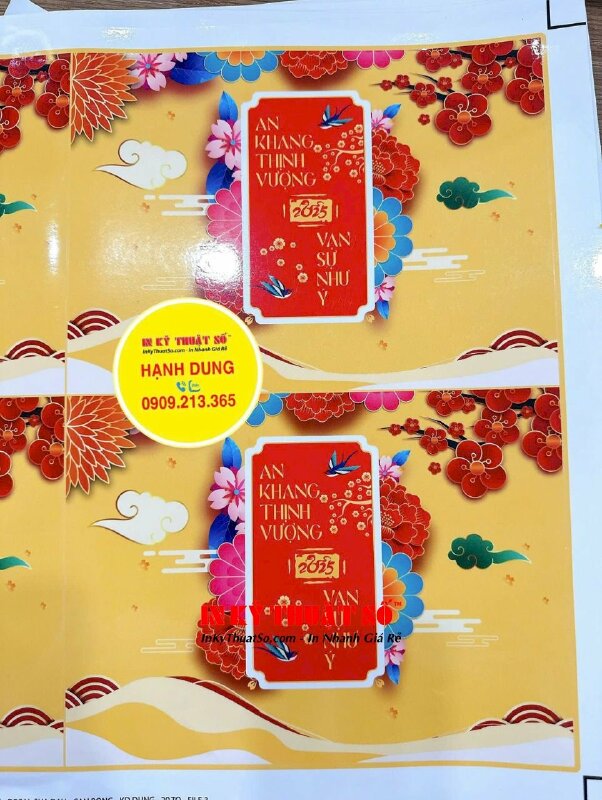 In tem dán hộp quà Tết, tem decal sữa in mực dầu, cán bóng, bế theo viền - INKTS3059