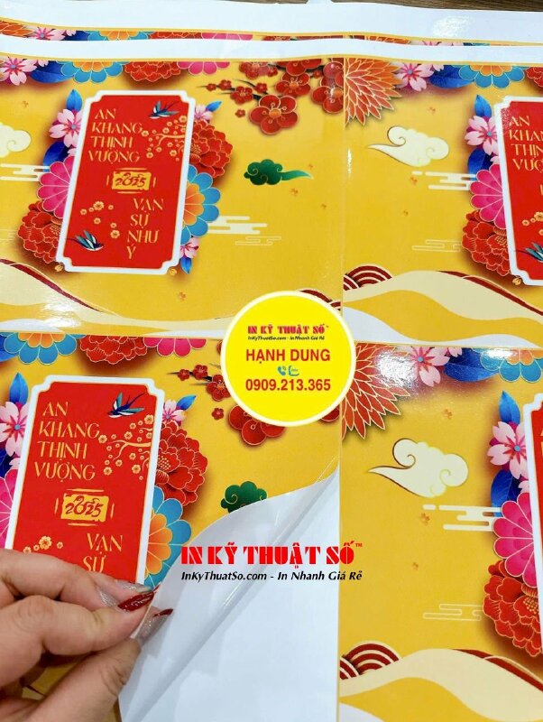 In tem dán hộp quà Tết, tem decal sữa in mực dầu, cán bóng, bế theo viền - INKTS3059