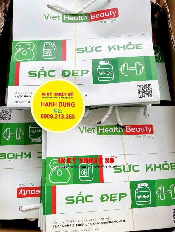 In túi giấy 20cm x 16cm x 6cm (hông) đựng sản phẩm công ty phân phối dược mỹ phẩm, thực phẩm bổ sung sức khỏe - INKTS3086