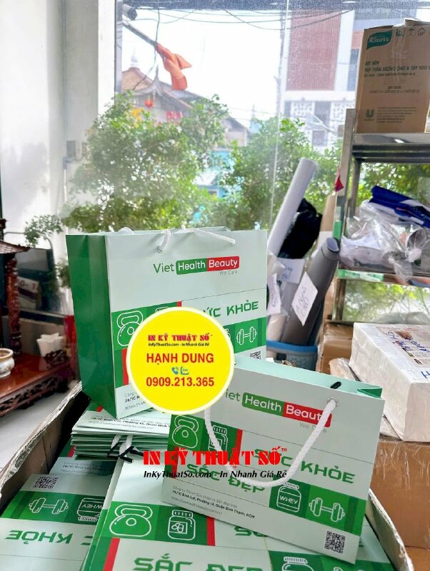 In túi giấy 20cm x 16cm x 6cm (hông) đựng sản phẩm công ty phân phối dược mỹ phẩm, thực phẩm bổ sung sức khỏe - INKTS3086