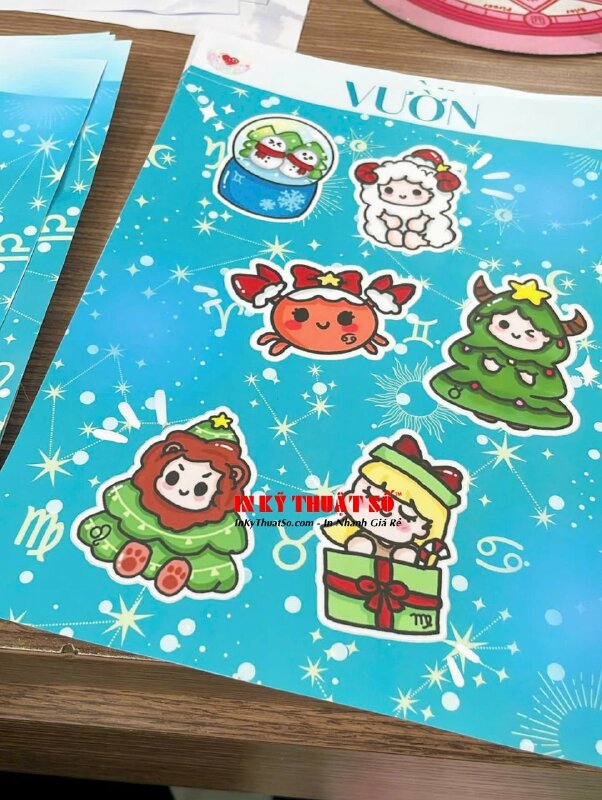 Làm Sticker Sheets khổ A5 theo yêu cầu, set sticker dán theo chủ đề in Decal sữa - INKTS3037