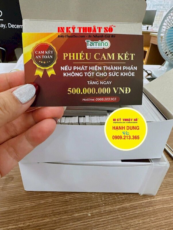 In phiếu cam kết, thẻ card giấy thông tin khách hàng in Offset giấy C300 gsm, cán mờ - INKTS3140