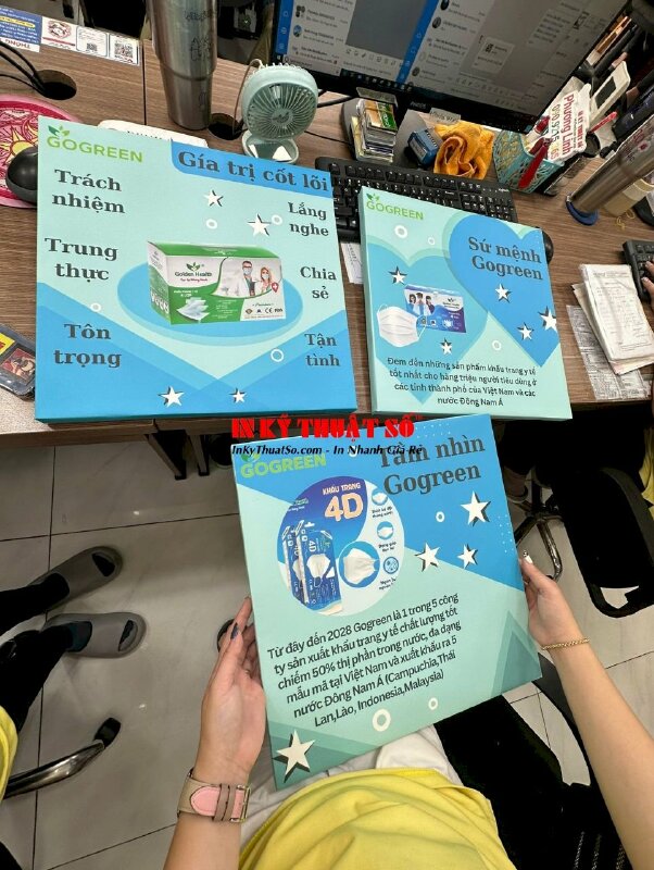 Bộ 3 tranh slogan treo văn phòng Tầm nhìn, Sứ mệnh, Giá trị cốt lõi của doanh nghiệp - INKTS943