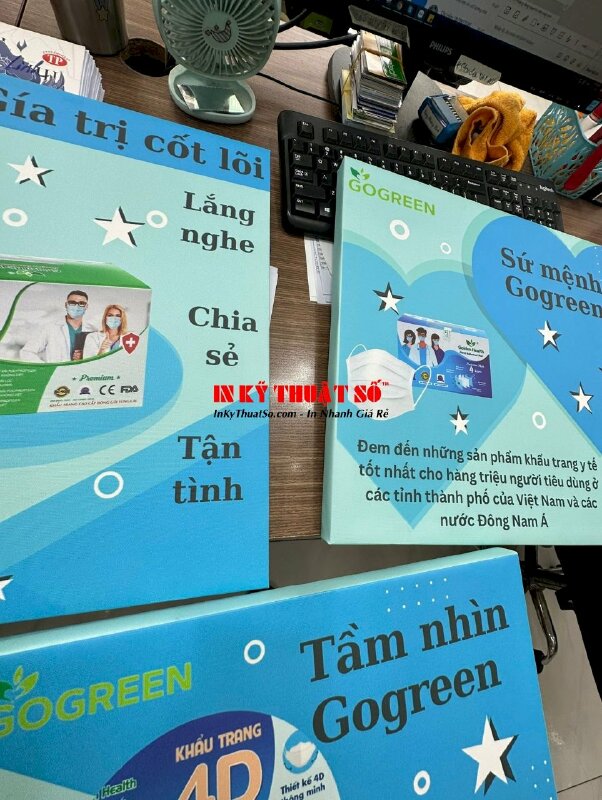 Bộ 3 tranh slogan treo văn phòng Tầm nhìn, Sứ mệnh, Giá trị cốt lõi của doanh nghiệp - INKTS943