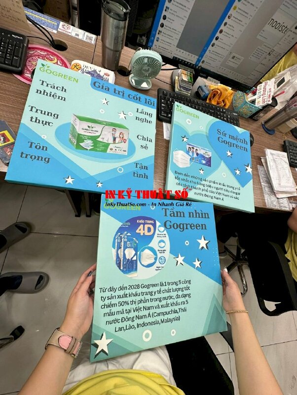 Bộ 3 tranh slogan treo văn phòng Tầm nhìn, Sứ mệnh, Giá trị cốt lõi của doanh nghiệp - INKTS943