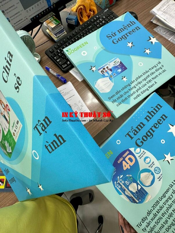 Bộ 3 tranh slogan treo văn phòng Tầm nhìn, Sứ mệnh, Giá trị cốt lõi của doanh nghiệp - INKTS943