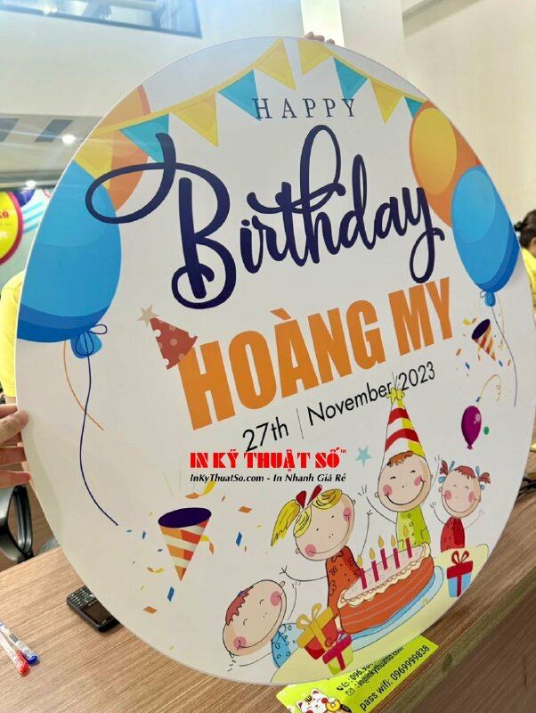 In bảng chúc mừng sinh nhật, in tấm Formex bảng tên Happy Birthday - INKTS894