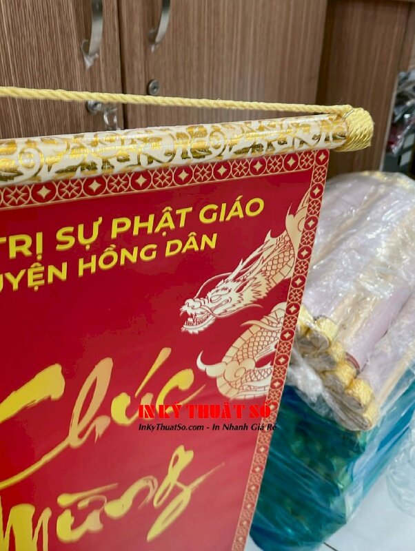 In cặp liễn tết Chúc Mừng Năm Mới làm quà tặng từ ban trị sự Phật Giáo - INKTS1139