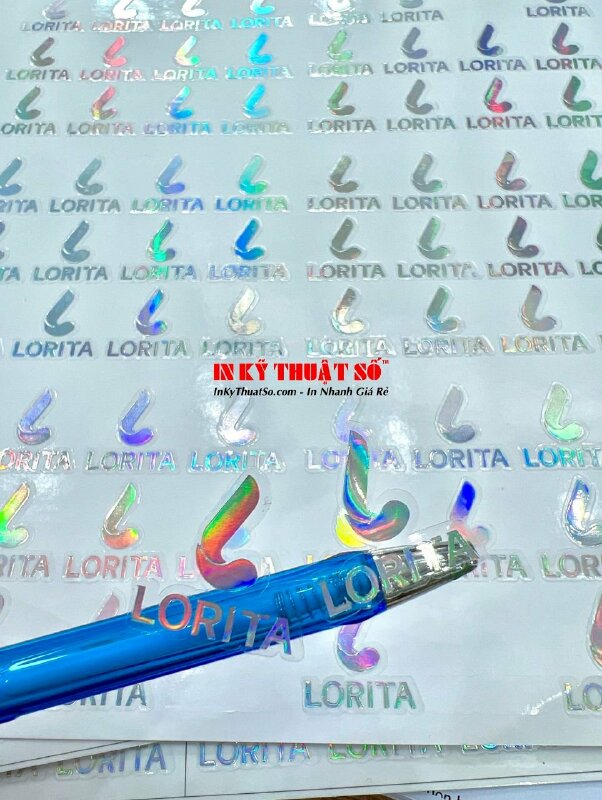 In Decal nhựa trong ép kim làm tem trong suốt logo công ty kinh doanh máy xông tinh dầu - INKTS970