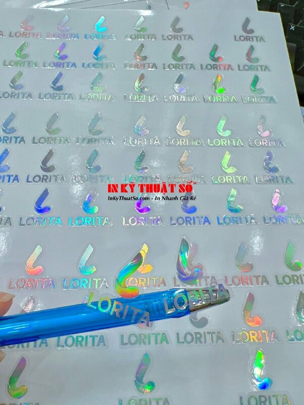 In Decal nhựa trong ép kim làm tem trong suốt logo công ty kinh doanh máy xông tinh dầu - INKTS970
