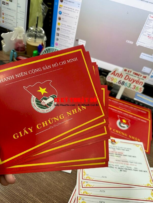 In giấy chứng nhận thành tích hoàn thành chương trình đào tạo Đoàn trường - INKTS513