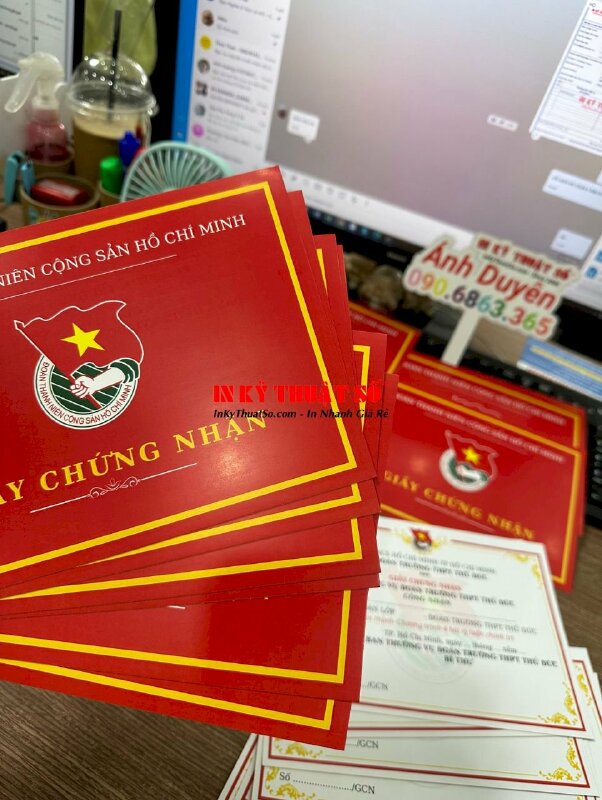 In giấy chứng nhận thành tích hoàn thành chương trình đào tạo Đoàn trường - INKTS513