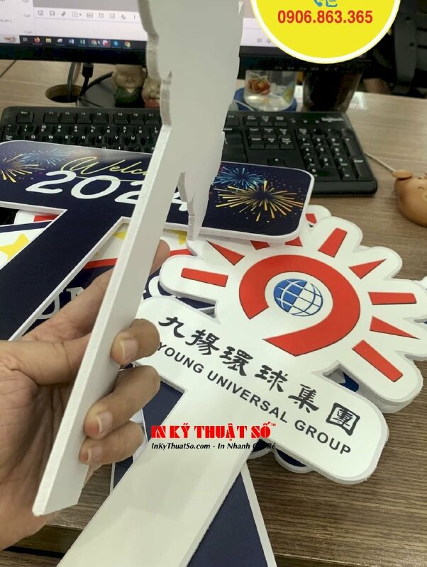 In hashtag cầm tay tất niên công ty, bảng tên cầm tay tiệc cuối năm YEP Year end party - INKTS1072