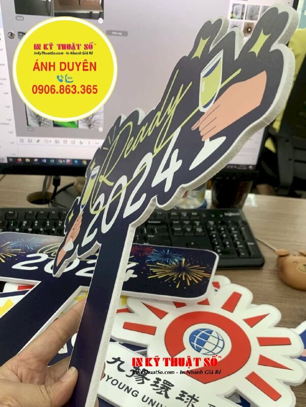 In hashtag cầm tay tất niên công ty, bảng tên cầm tay tiệc cuối năm YEP Year end party - INKTS1072