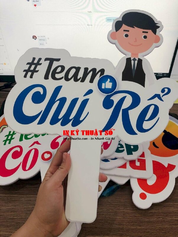 In hashtag chữ cầm tay đám cưới Team cô dâu Team chú rể - INKTS441