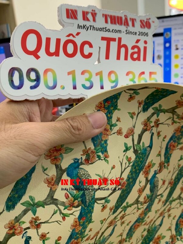 In simili họa tiết Phượng Hoàng đậu cây ngô đồng, in tấm simili hình tròn - INKTS723