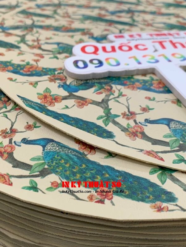 In simili họa tiết Phượng Hoàng đậu cây ngô đồng, in tấm simili hình tròn - INKTS723