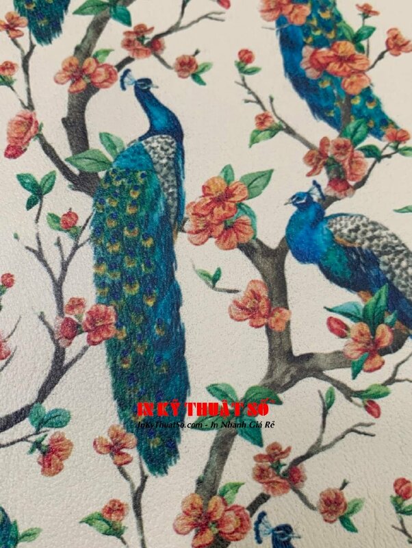 In simili họa tiết Phượng Hoàng đậu cây ngô đồng, in tấm simili hình tròn - INKTS723