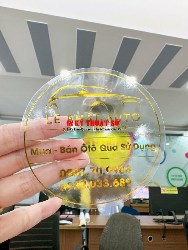In tem decal ánh kim, tem decal nhũ vàng trong suốt dán ép gold - INKTS691